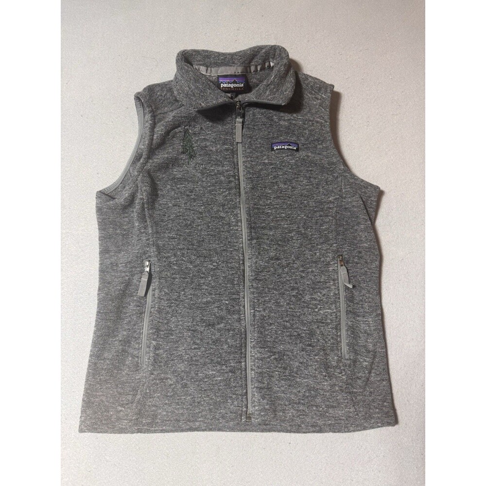 Patagonia Women’s Better Sweater Fleece Vest Gray Full Zip Size M Pine Tree Logo